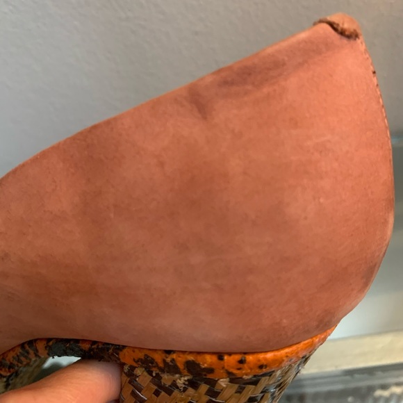 Schutz Wicker Nobuck Block Heel Platforms - Picture 10 of 13